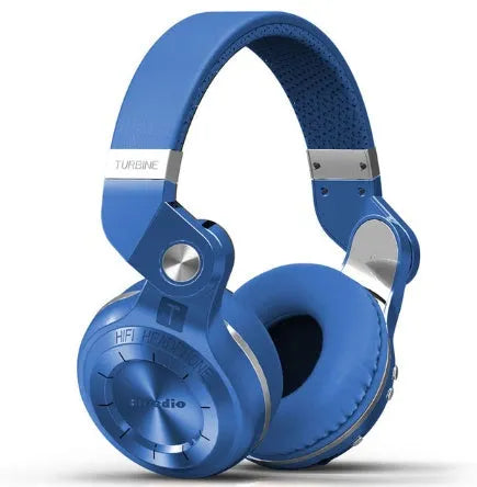 Bluedio T2 Plus wireless on-ear Bluetooth headphones in blue with headband and large earcups