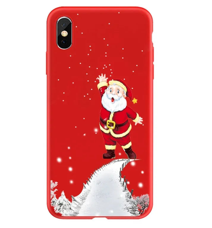 Christmas-themed painted back cover case for iPhone models 6 through XS Max.