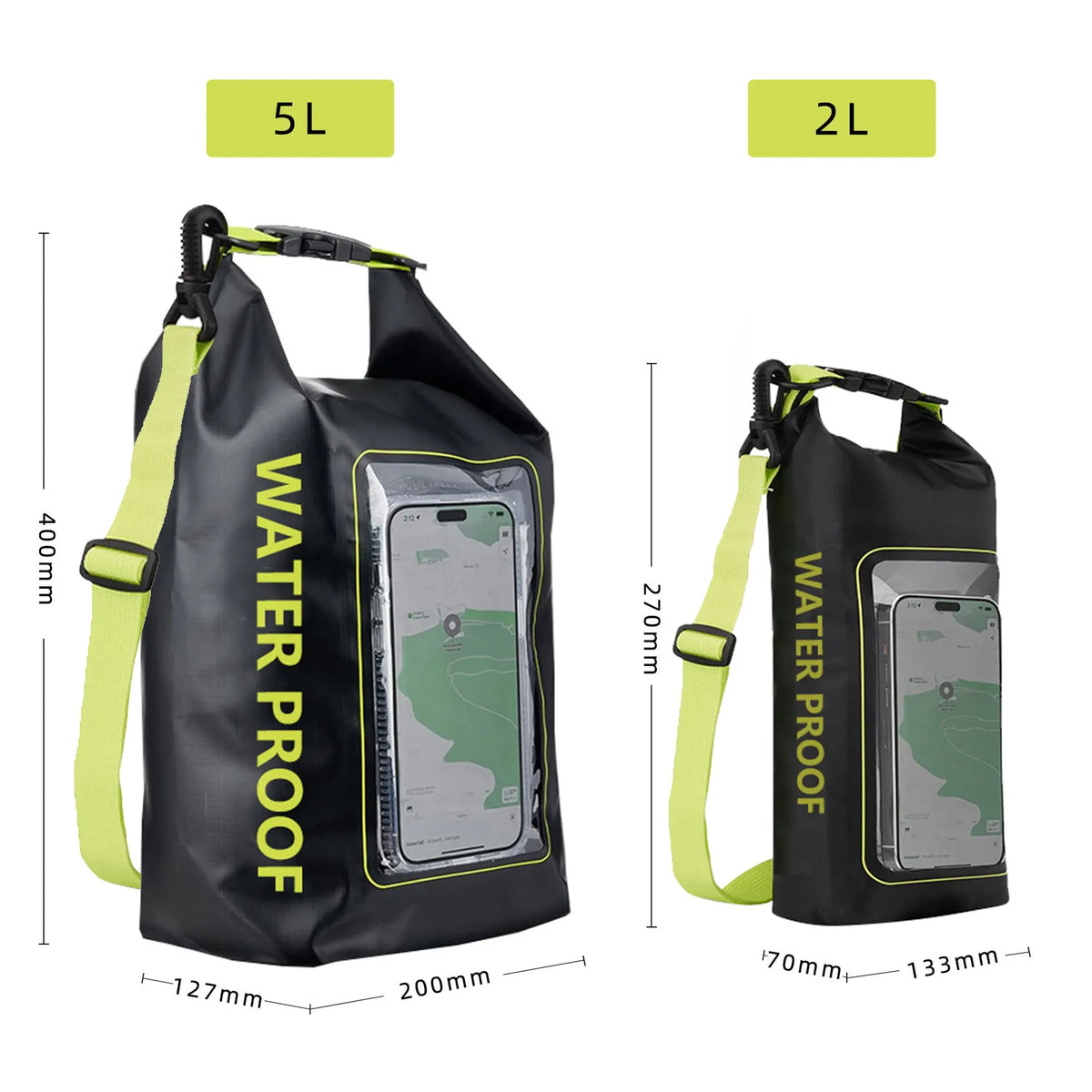 Waterproof bucket bag crossbody in army green for outdoor swimming and drifting