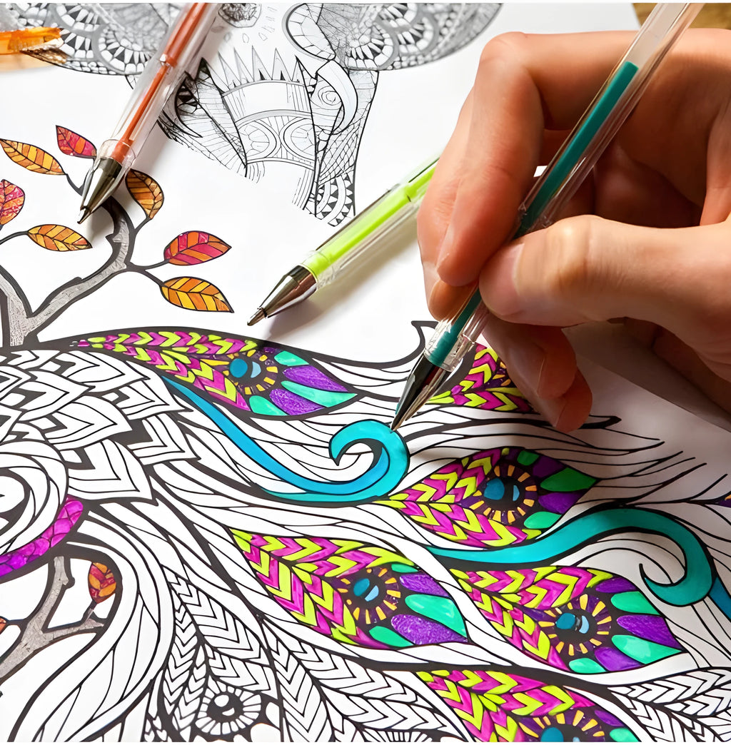 Pack of colour gel pens with a 2.2mm large inner diameter ink tube for smooth writing.