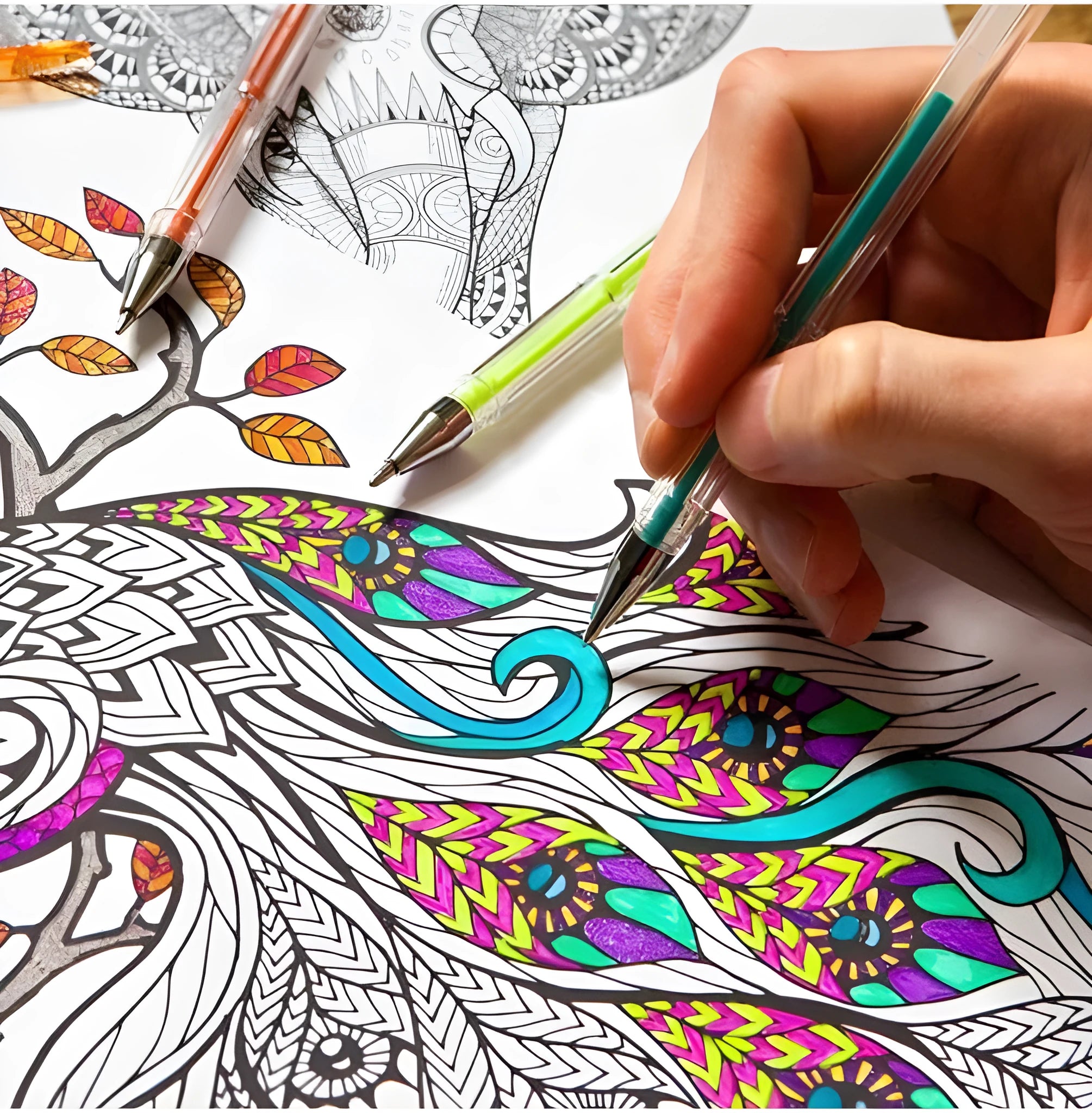 Pack of colour gel pens with a 2.2mm large inner diameter ink tube for smooth writing.