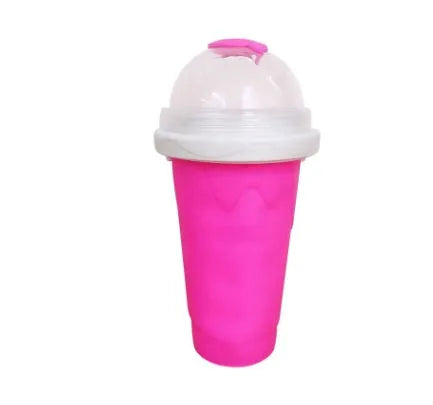 Quick refrigeration pinch cup in blue, double-layer food-grade silicone, 10.6x20.6cm, 300ml capacity, cold drink cup