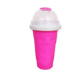Quick refrigeration pinch cup in blue, double-layer food-grade silicone, 10.6x20.6cm, 300ml capacity, cold drink cup