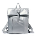 Solid colour large capacity men's backpack with airpillow straps, available in black, blue, and silver, 30x11x42cm