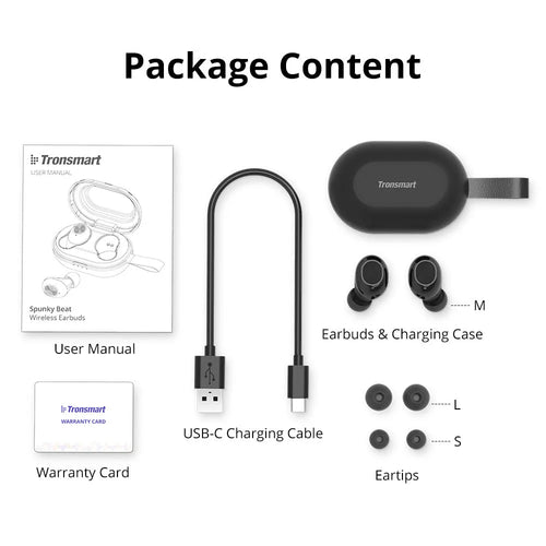 Tronsmart Spunky Beat Bluetooth earphones with touch controls and charging case