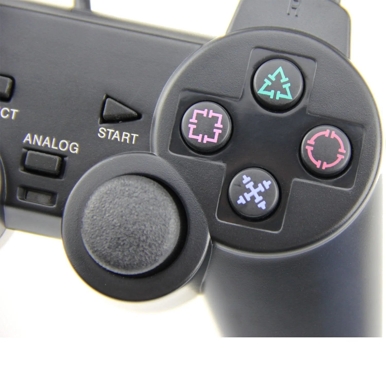 PS2 wired game controller with USB cable in bare metal finish