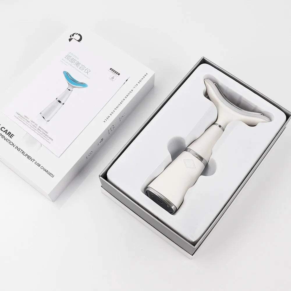 White double chin neck wrinkle remover device with ABS body on neutral background