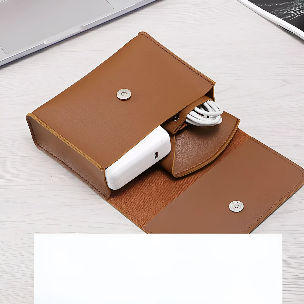 Business selvedge four-piece notebook liner bag in PU for MacBook with magnetic snap closure