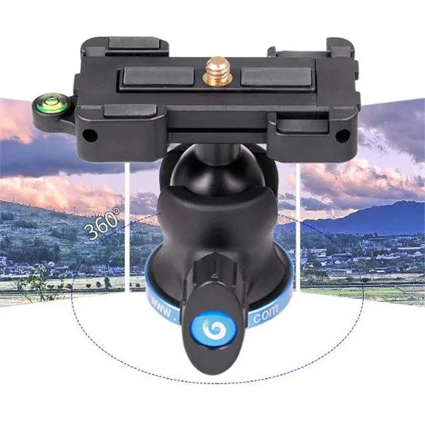 Black plastic and aluminium desktop tripod holding a mobile phone for video calls.