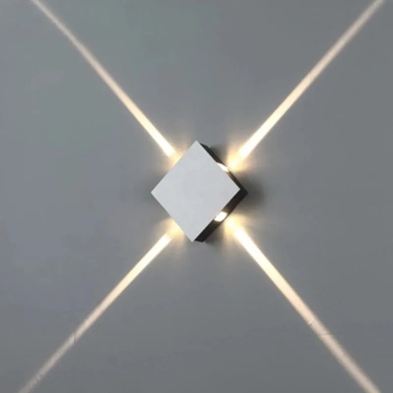 Square and round modern LED wall light with aluminium body and iron lampshade