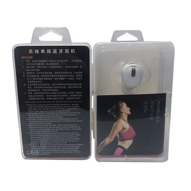 X9 mini single ear Bluetooth headset in black or white colour with earplug design