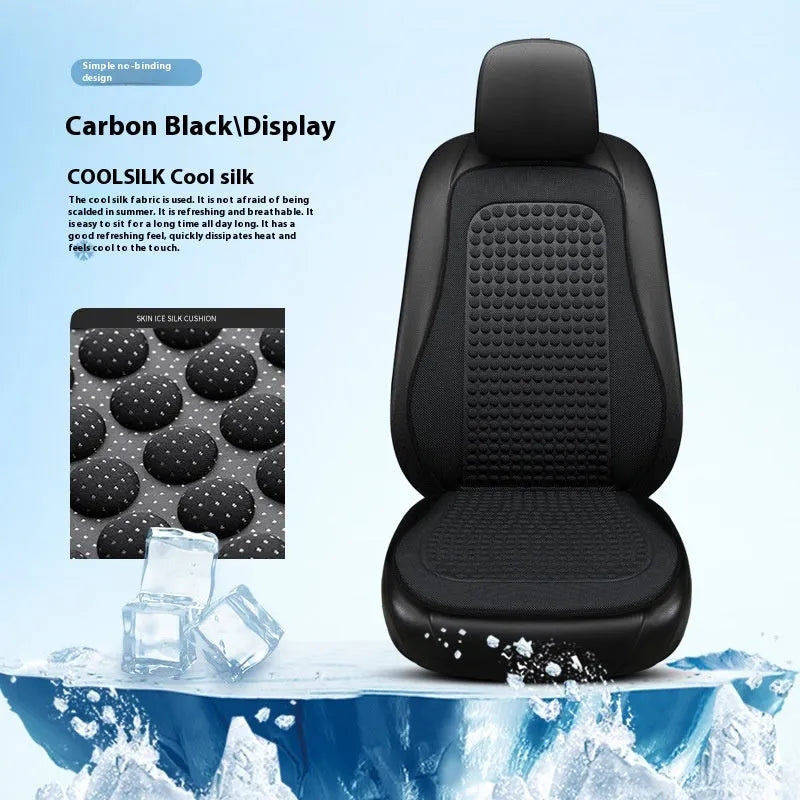 Cool Silk tie-free single car seat cushion with massage function in carbon black