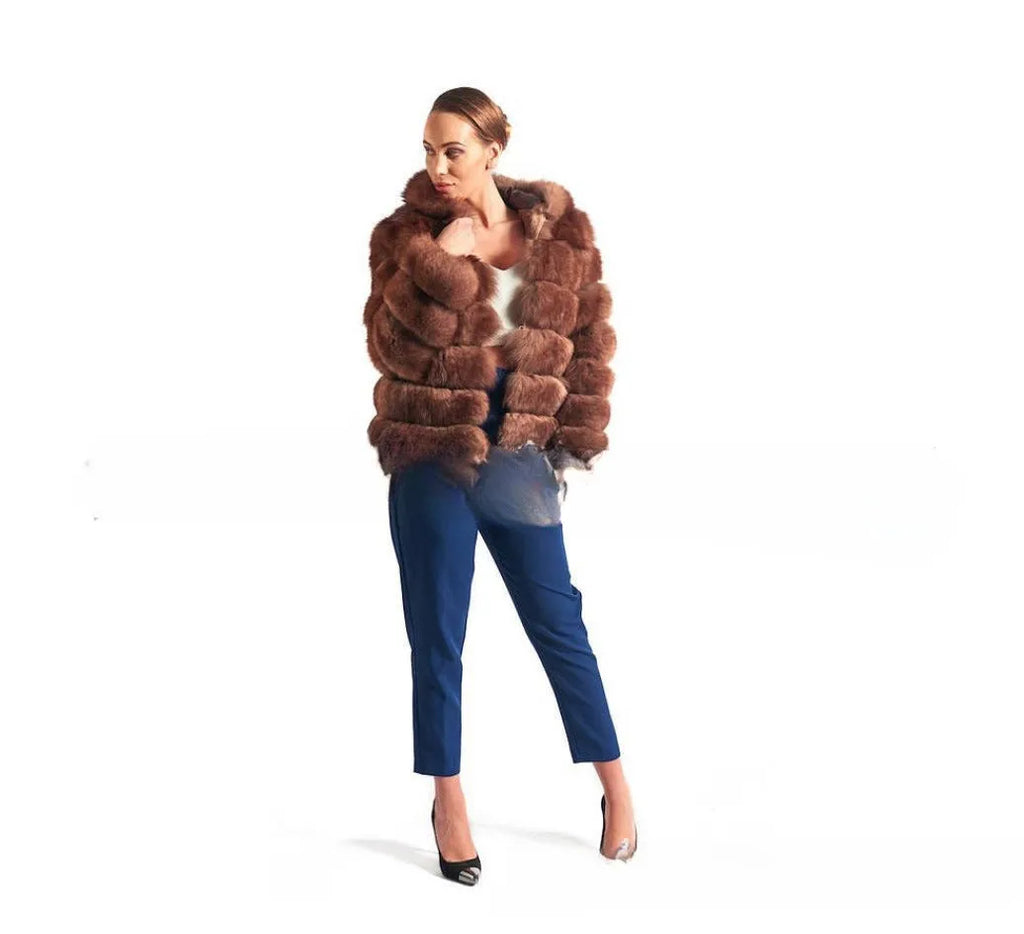 Women's loose-fit artificial fur hooded coat in street fashion style.