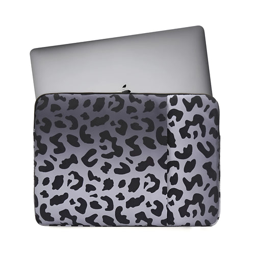 Leopard print laptop sleeve for 13-inch and 15.6-inch computers with anti-shock flannel lining
