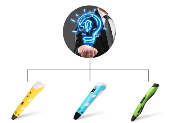 3D printing pen in black with plastic body, 180mm length, for handheld graffiti drawing