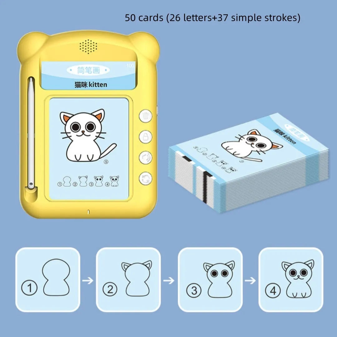 Yellow bilingual early education learning machine with card system for children