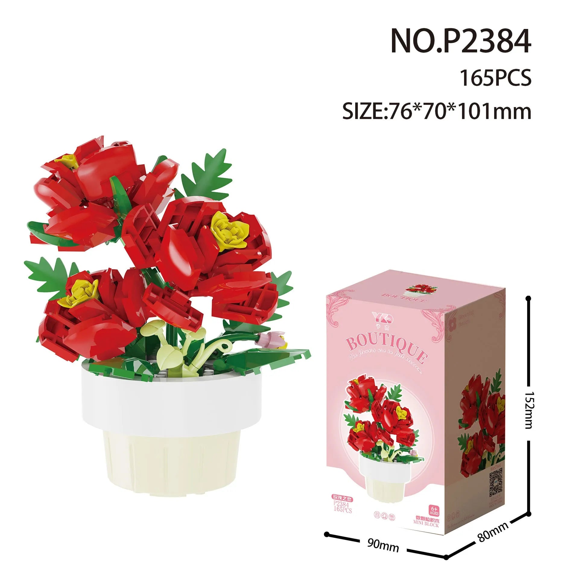 Micro diamond particle potted building blocks set in Smile to the Sun flower design, displayed in colour box packaging