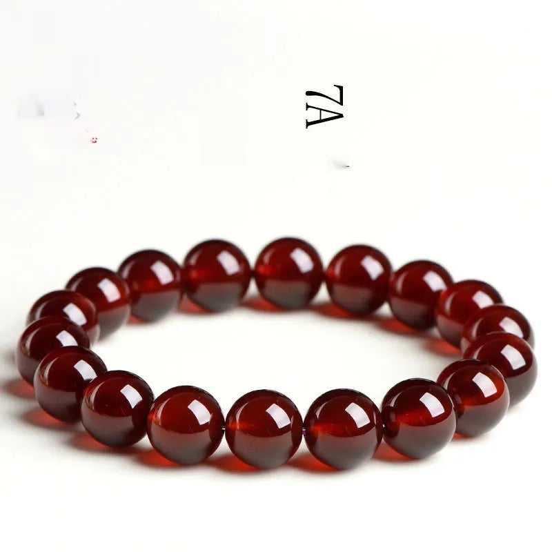 Natural orange red garnet crystal bracelet with ruyi motif in retro unisex design