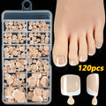 120 pieces box of French white edge short full square toe nail pieces for ladies in multiple colours