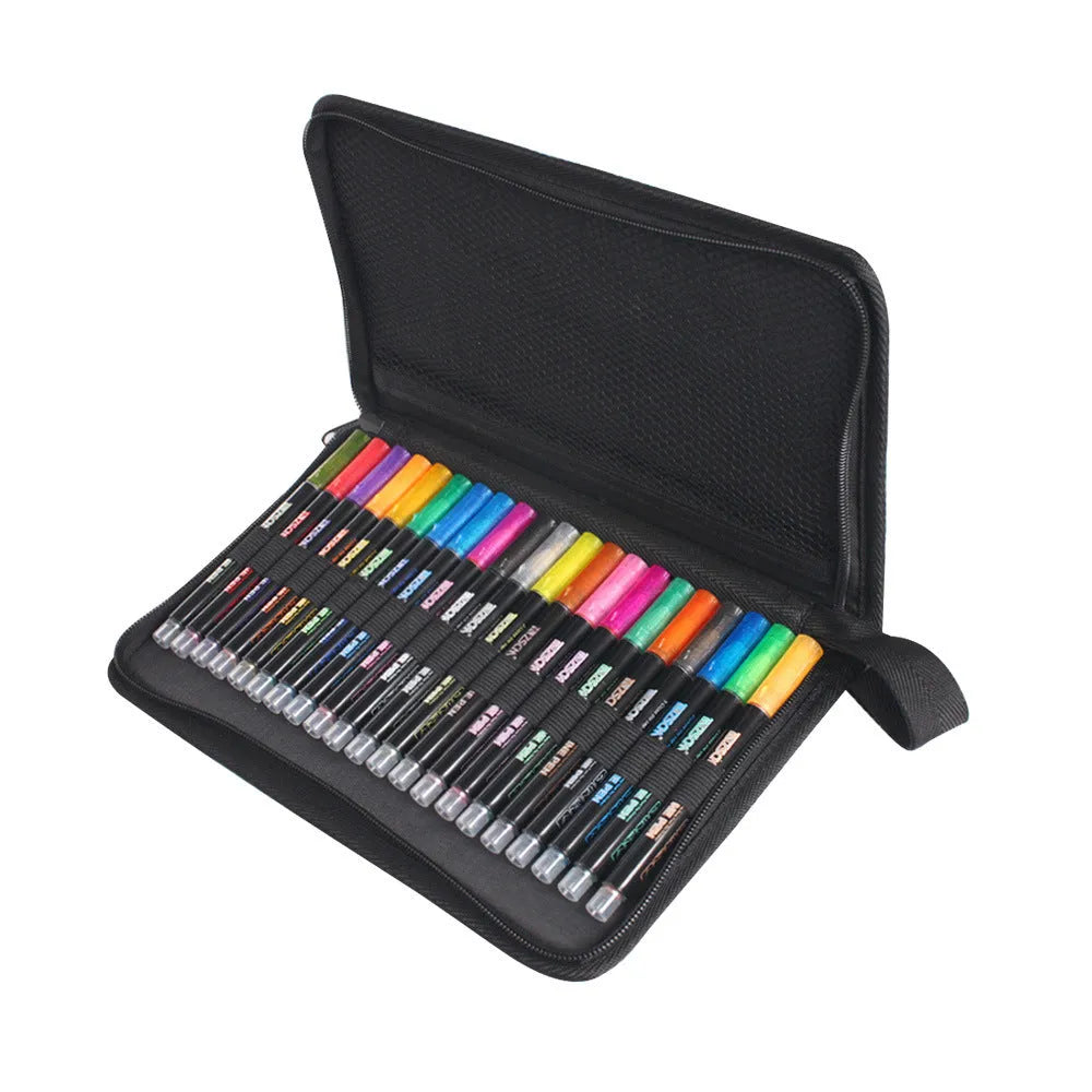 Double line pen with 21 colour refill set plastic shell water-based ink 1mm-2mm line width for hand account drawing