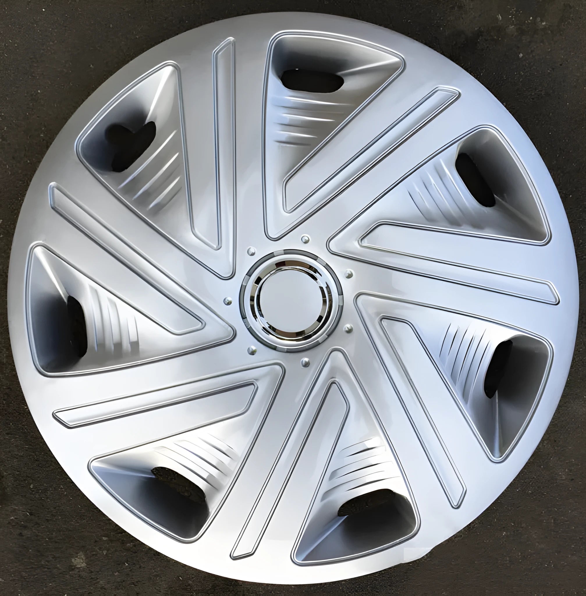 Universal monochrome wheel hub cover in ABS plastic for car decoration.