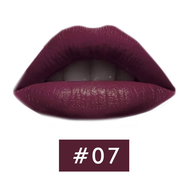 Beauty Creative mushroom head matte lipstick in black tube, shade Rose Red colour swatch