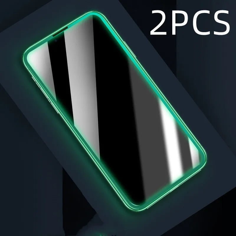 Luminous privacy tempered glass screen protector for iPhone, anti-peeping full coverage airbag edge