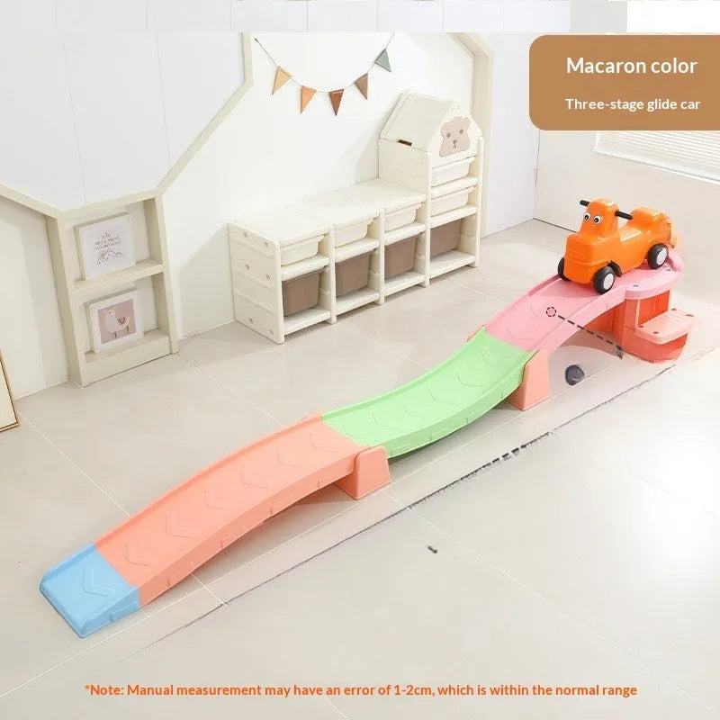 Plastic sensory training sliding track car for children aged 3-6 years in classic colour with slide and car