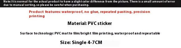 Pack of 50 fresh candy small object decorative waterproof stickers, each measuring between 4 and 7 cm.