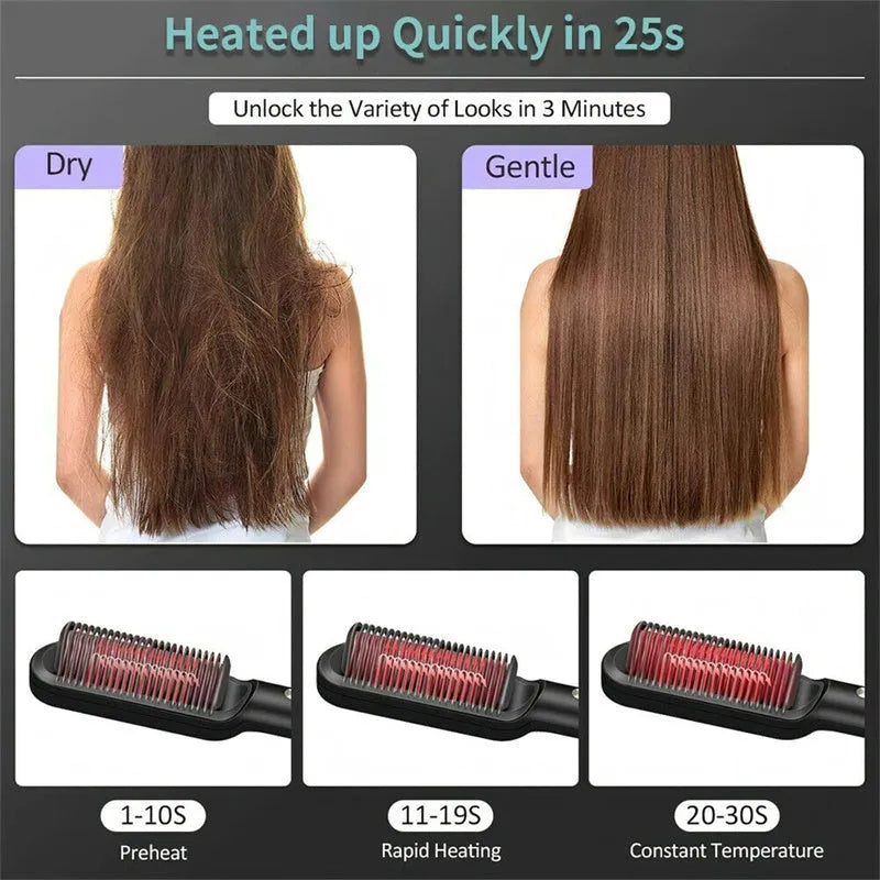 Red dual-purpose hair straightener and curling tong with tourmaline ceramic plates