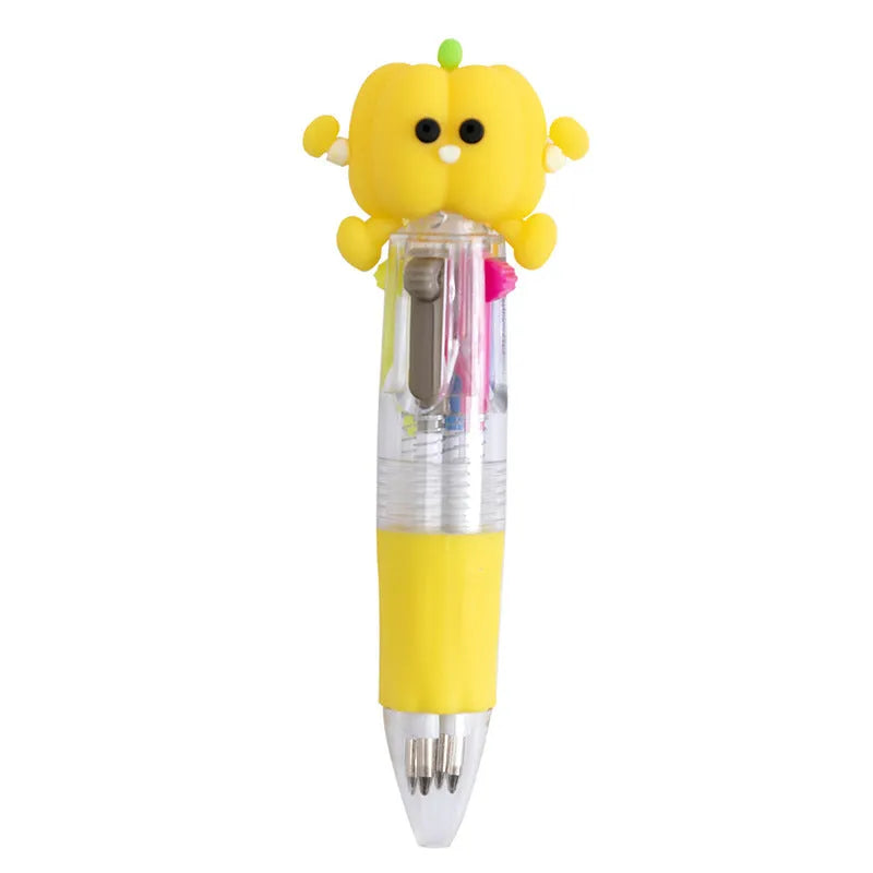 Cartoon four-colour press ballpoint pen with 0.7mm tip in random cute design