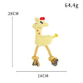 Blue deer-shaped plush dog toy with corn grain texture and squeaker