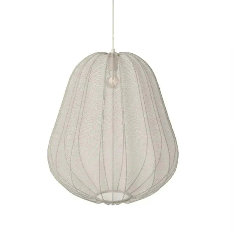 Japanese style pumpkin-shaped ceiling pendant lamp with branching arms and integrated LED lighting in grey blue finish