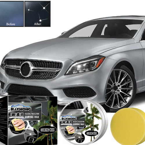 Car coating wax kit showing square wax block and applicator sponge for paint protection