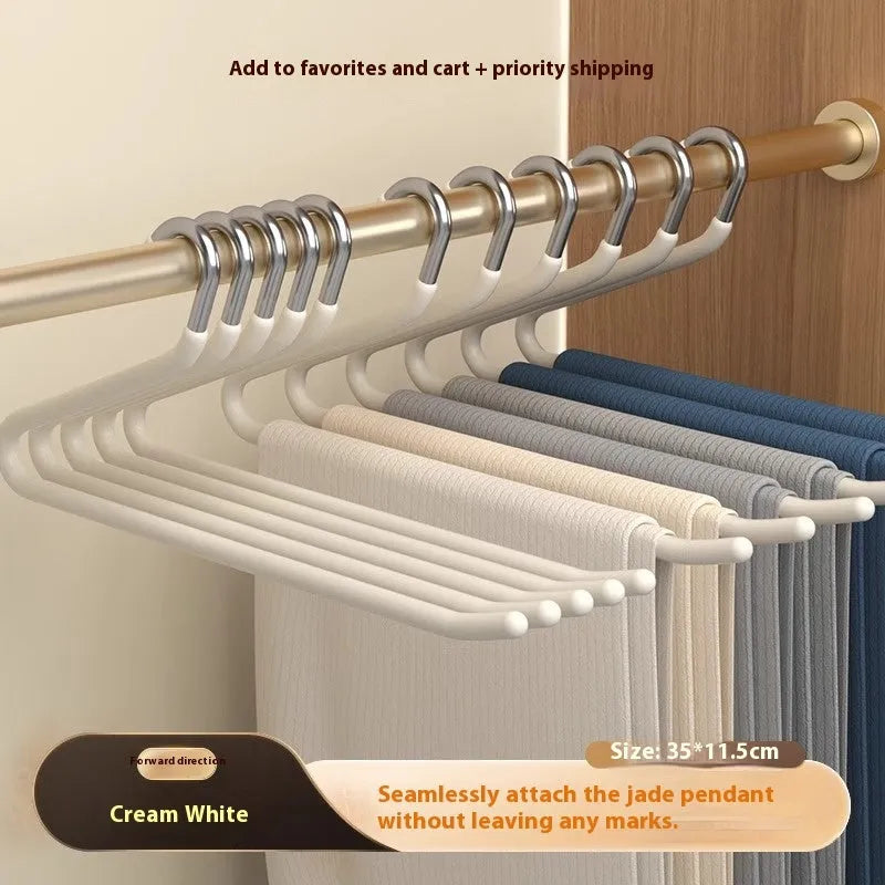 Z-shaped non-slip trousers hanger in cream white stainless steel dipped finish