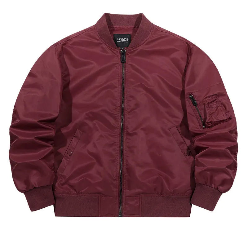 Men's casual jacket loose fit solid colour nylon with side seam pockets