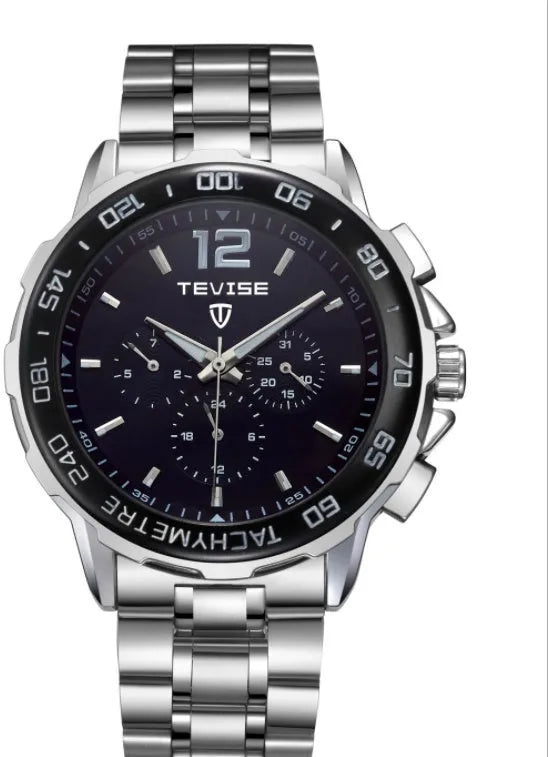 Men's automatic mechanical casual sports watch with pointer display and 30-metre waterproof rating