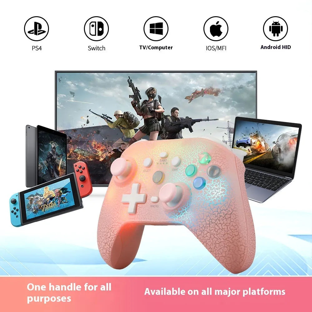 NS21 RGB lamp effect gamepad in black ABS with Type-C port on a desk