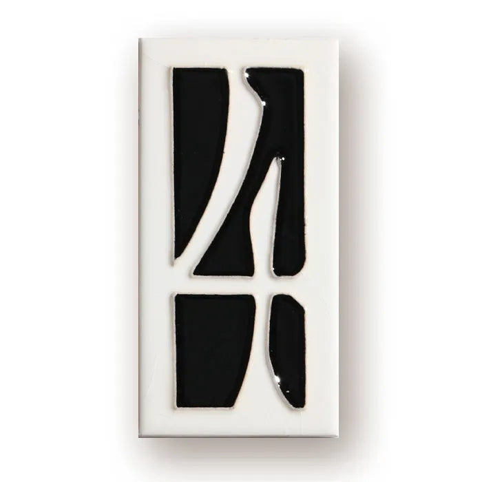 Handmade retro-style enamel ceramic doorplate number measuring 76mm by 152mm