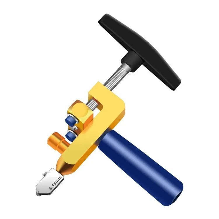 2-in-1 gold ceramic tile opener and glass cutter with hard alloy wheel, cutting depth 3-15mm, on a white background