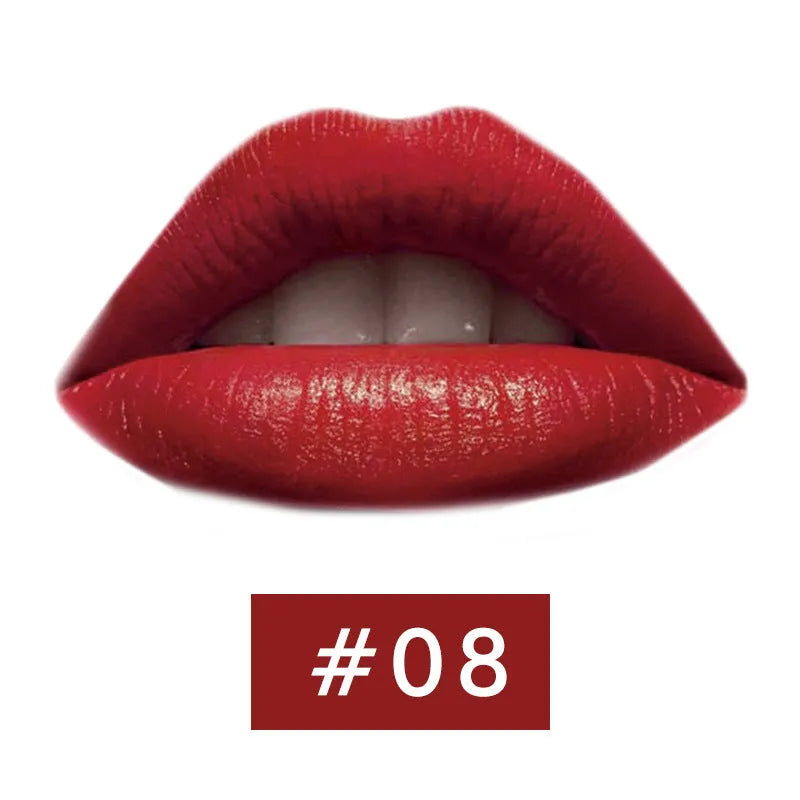 Beauty Creative mushroom head matte lipstick in black tube, shade Rose Red colour swatch