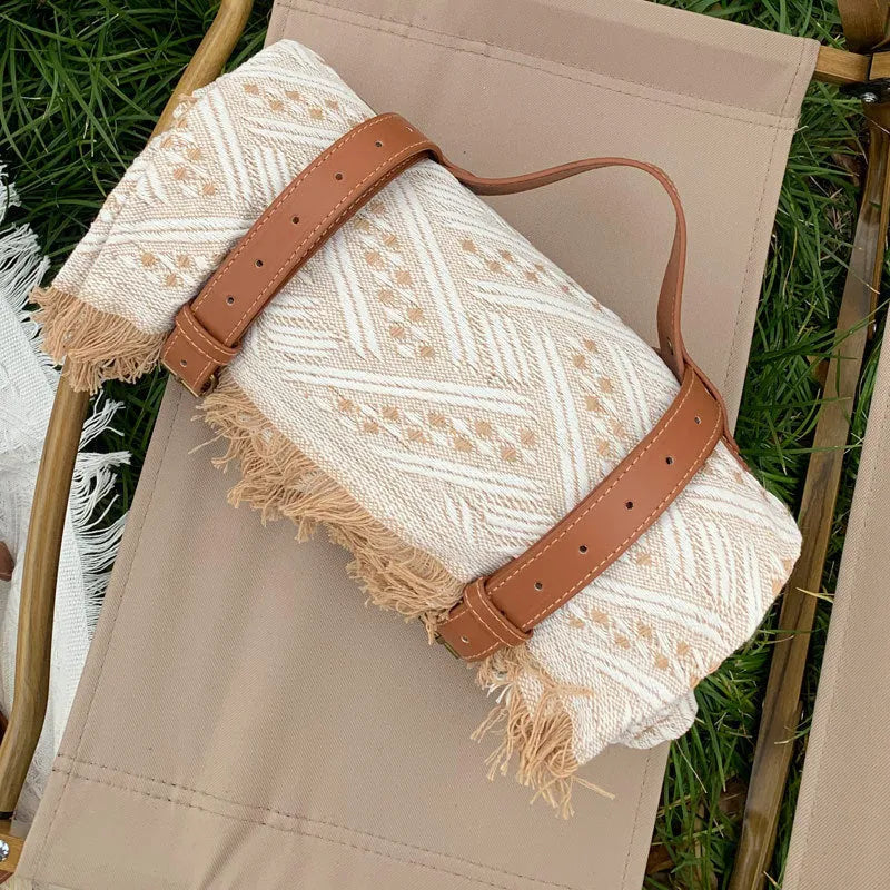 New Chessboard Plaid Knitted Thickened Camping Rugs Picnic Mat Fashion Tassel Acrylic Picnic Blanket in Khaki White Gray White Yellow White White Plaid White Powder Green White Gray Plaid Yellow Plaid Green Black Red Sizes 90x90 130x180 180x180 230x250 cm