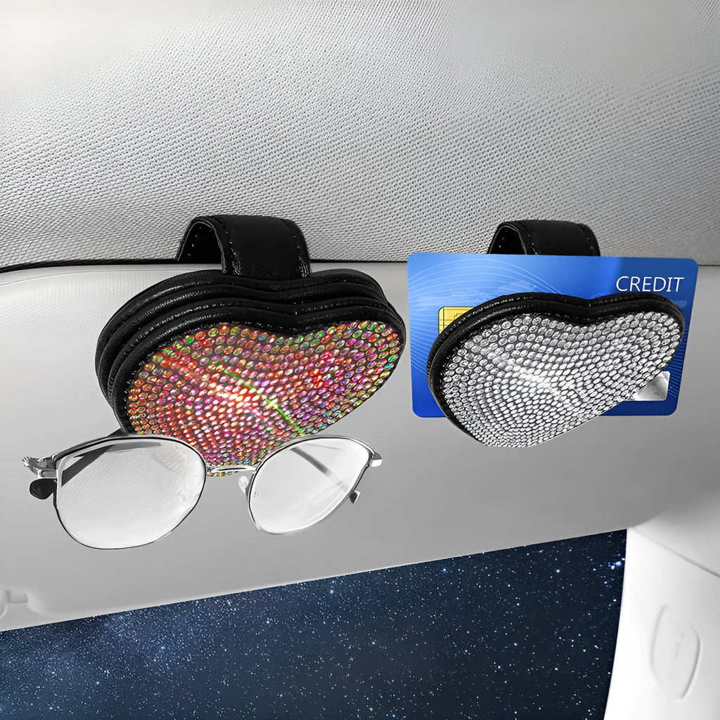 Magnetic PU leather car sun visor storage clip in a choice of seven diamond colours
