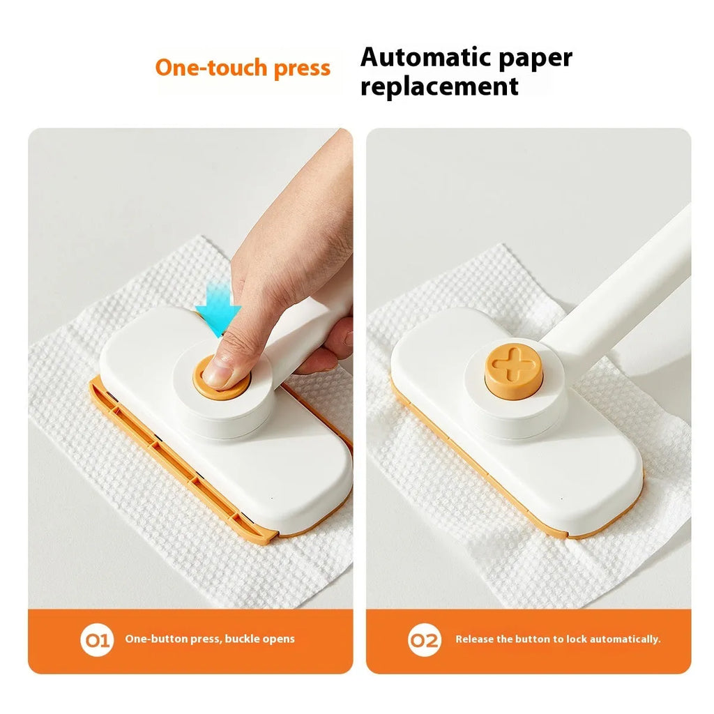 Rotatable washcloth mop can clip cloth in ABS material with 50 replacement cloths shown in gray colour