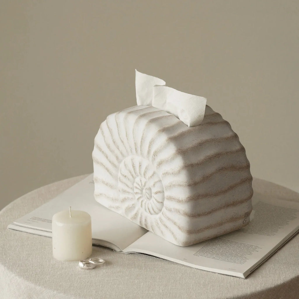Conch ramble coloured resin decorative cover for a tissue box in a modern simplicity style