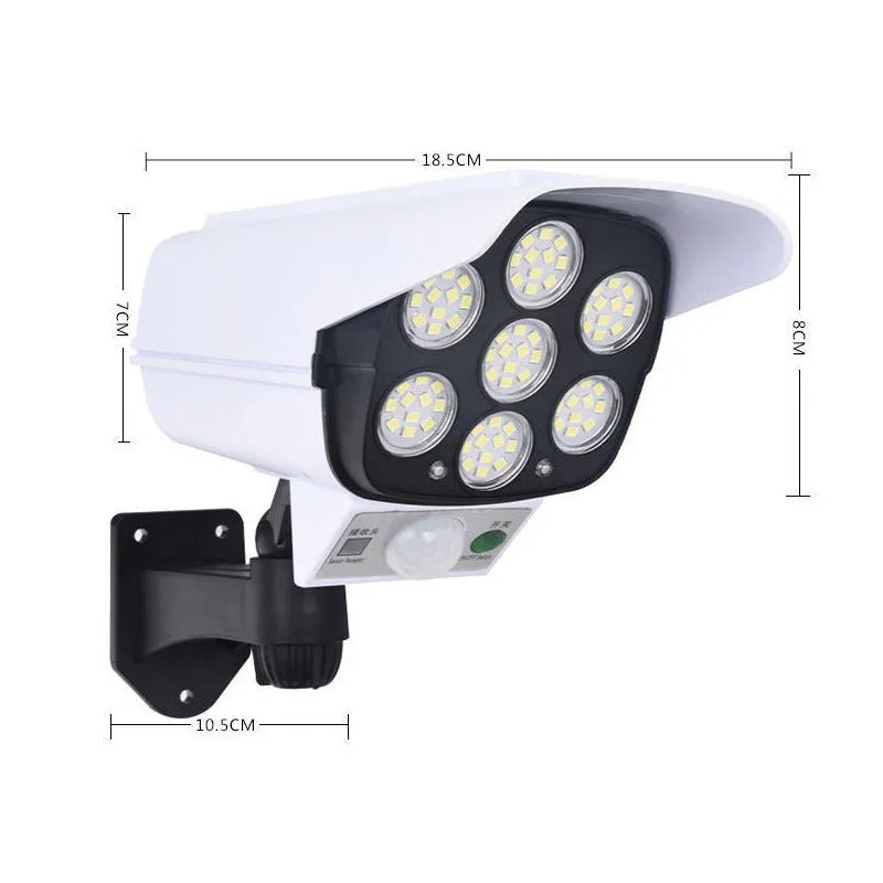 Solar simulation monitor lamp with motion sensor, waterproof, for outdoor wall or courtyard use.