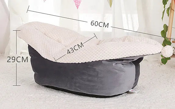 Small to medium pet boat nest bed in cloth for cats, available in five colours including gray