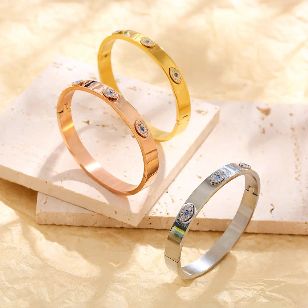 Non-fading electroplated stainless steel bracelet for women in B037 Golden Eyes colour fashion OL style