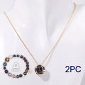 Natural stone beaded necklace and bracelet set showing coordinated jewellery pieces
