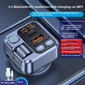 Car Bluetooth receiver and fast charger with LED display and USB-A and USB-C ports